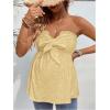 imageMakeMeChic Womens Maternity Summer Clothes Tube Tank Tops Eyelet Embroidery Strapless Cut Out Pregnancy ShirtsYellow