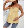 imageMakeMeChic Womens Maternity Summer Clothes Tube Tank Tops Eyelet Embroidery Strapless Cut Out Pregnancy ShirtsYellow