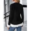 imageMakeMeChic Womens Maternity Sweater Color Block Bell Sleeve Button Down Ruffle Pregnancy CardiganBlack and White