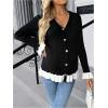 imageMakeMeChic Womens Maternity Sweater Color Block Bell Sleeve Button Down Ruffle Pregnancy CardiganBlack and White