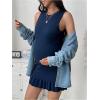 imageMakeMeChic Womens Maternity Sweater Dress Sleeveless Ribbed Knitted Pregnancy Ruffle Mini DressBlue