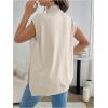 imageMakeMeChic Womens Maternity Sweater Vest Mock Neck Sleeveless Slit Hem Pregnancy Knit Sweater TopsApricot