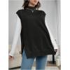 imageMakeMeChic Womens Maternity Sweater Vest Mock Neck Sleeveless Slit Hem Pregnancy Knit Sweater TopsBlack