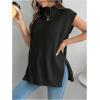 imageMakeMeChic Womens Maternity Sweater Vest Mock Neck Sleeveless Slit Hem Pregnancy Knit Sweater TopsBlack