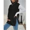 imageMakeMeChic Womens Maternity Sweater Vest Mock Neck Sleeveless Slit Hem Pregnancy Knit Sweater TopsBlack