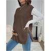 imageMakeMeChic Womens Maternity Sweater Vest Mock Neck Sleeveless Slit Hem Pregnancy Knit Sweater TopsBrown