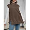 imageMakeMeChic Womens Maternity Sweater Vest Mock Neck Sleeveless Slit Hem Pregnancy Knit Sweater TopsBrown