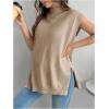imageMakeMeChic Womens Maternity Sweater Vest Mock Neck Sleeveless Slit Hem Pregnancy Knit Sweater TopsChampagne