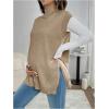 imageMakeMeChic Womens Maternity Sweater Vest Mock Neck Sleeveless Slit Hem Pregnancy Knit Sweater TopsChampagne