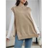 imageMakeMeChic Womens Maternity Sweater Vest Mock Neck Sleeveless Slit Hem Pregnancy Knit Sweater TopsChampagne