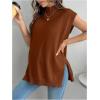 imageMakeMeChic Womens Maternity Sweater Vest Mock Neck Sleeveless Slit Hem Pregnancy Knit Sweater TopsChocolate Brown