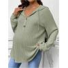 imageMakeMeChic Womens Maternity Sweatshirt Drawstring Button Long Sleeve Knitted Hoodie Pullover Sweater Pregnancy TopsArmy Green