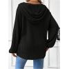 imageMakeMeChic Womens Maternity Sweatshirt Drawstring Button Long Sleeve Knitted Hoodie Pullover Sweater Pregnancy TopsBlack