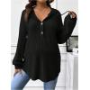 imageMakeMeChic Womens Maternity Sweatshirt Drawstring Button Long Sleeve Knitted Hoodie Pullover Sweater Pregnancy TopsBlack