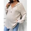 imageMakeMeChic Womens Maternity Sweatshirt Drawstring Button Long Sleeve Knitted Hoodie Pullover Sweater Pregnancy TopsKhaki