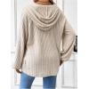imageMakeMeChic Womens Maternity Sweatshirt Drawstring Button Long Sleeve Knitted Hoodie Pullover Sweater Pregnancy TopsKhaki