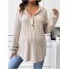 imageMakeMeChic Womens Maternity Sweatshirt Drawstring Button Long Sleeve Knitted Hoodie Pullover Sweater Pregnancy TopsKhaki