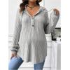 imageMakeMeChic Womens Maternity Sweatshirt Drawstring Button Long Sleeve Knitted Hoodie Pullover Sweater Pregnancy TopsLight Grey