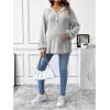 imageMakeMeChic Womens Maternity Sweatshirt Drawstring Button Long Sleeve Knitted Hoodie Pullover Sweater Pregnancy TopsLight Grey