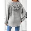 imageMakeMeChic Womens Maternity Sweatshirt Drawstring Button Long Sleeve Knitted Hoodie Pullover Sweater Pregnancy TopsLight Grey