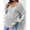 imageMakeMeChic Womens Maternity Sweatshirt Drawstring Button Long Sleeve Knitted Hoodie Pullover Sweater Pregnancy TopsLight Grey