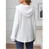 imageMakeMeChic Womens Maternity Sweatshirt Drawstring Button Long Sleeve Knitted Hoodie Pullover Sweater Pregnancy TopsWhite