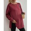 imageMakeMeChic Womens Maternity Sweatshirt Round Neck Long Sleeve Split Hem Pregnancy Pullover TopsBurgundy