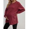 imageMakeMeChic Womens Maternity Sweatshirt Round Neck Long Sleeve Split Hem Pregnancy Pullover TopsBurgundy