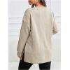 imageMakeMeChic Womens Maternity Sweatshirt Round Neck Long Sleeve Split Hem Pregnancy Pullover TopsKhaki