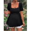 imageMakeMeChic Womens Maternity T Shirts Scallop Square Neck Puff Sleeve Casual Pregnancy TopsBlack