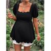imageMakeMeChic Womens Maternity T Shirts Scallop Square Neck Puff Sleeve Casual Pregnancy TopsBlack