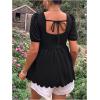 imageMakeMeChic Womens Maternity T Shirts Scallop Square Neck Puff Sleeve Casual Pregnancy TopsBlack