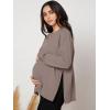imageMakeMeChic Womens Maternity TShirt Long Sleeve Split Side Pregnancy Tee TopsMocha Brown