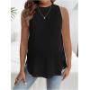imageMakeMeChic Womens Maternity Tank Tops Crew Neck Sleeveless Split Hem Pregnancy TopBlack