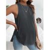 imageMakeMeChic Womens Maternity Tank Tops Crew Neck Sleeveless Split Hem Pregnancy TopDark Grey