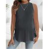 imageMakeMeChic Womens Maternity Tank Tops Crew Neck Sleeveless Split Hem Pregnancy TopDark Grey