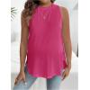 imageMakeMeChic Womens Maternity Tank Tops Crew Neck Sleeveless Split Hem Pregnancy TopPink