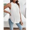 imageMakeMeChic Womens Maternity Tank Tops Crew Neck Sleeveless Split Hem Pregnancy TopWhite