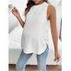 imageMakeMeChic Womens Maternity Tank Tops Crew Neck Sleeveless Split Hem Pregnancy TopWhite