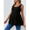 imageMakeMeChic Womens Maternity Tank Tops Summer Rib Knitted Flared Hem Sleeveless Buttoned Pregnancy Shirt TopsBlack