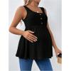 imageMakeMeChic Womens Maternity Tank Tops Summer Rib Knitted Flared Hem Sleeveless Buttoned Pregnancy Shirt TopsBlack