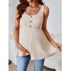 imageMakeMeChic Womens Maternity Tank Tops Summer Rib Knitted Flared Hem Sleeveless Buttoned Pregnancy Shirt TopsKhaki