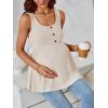 imageMakeMeChic Womens Maternity Tank Tops Summer Rib Knitted Flared Hem Sleeveless Buttoned Pregnancy Shirt TopsKhaki
