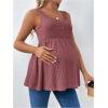 imageMakeMeChic Womens Maternity Tank Tops Summer Rib Knitted Flared Hem Sleeveless Buttoned Pregnancy Shirt TopsRedwood