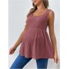 imageMakeMeChic Womens Maternity Tank Tops Summer Rib Knitted Flared Hem Sleeveless Buttoned Pregnancy Shirt TopsRedwood