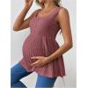 imageMakeMeChic Womens Maternity Tank Tops Summer Rib Knitted Flared Hem Sleeveless Buttoned Pregnancy Shirt TopsRedwood