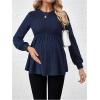 imageMakeMeChic Womens Maternity Tee Shirt Crew Neck Rib Knitted Long Sleeve Peplum TopsBlue
