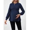 imageMakeMeChic Womens Maternity Tee Shirt Crew Neck Rib Knitted Long Sleeve Peplum TopsBlue