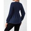 imageMakeMeChic Womens Maternity Tee Shirt Crew Neck Rib Knitted Long Sleeve Peplum TopsBlue