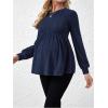 imageMakeMeChic Womens Maternity Tee Shirt Crew Neck Rib Knitted Long Sleeve Peplum TopsBlue